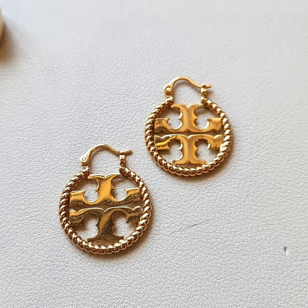 Tory Burch Round Logo Earrings
